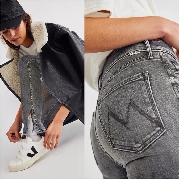 MOTHER The Rascal Slit Undone Hem in Tag You're It Size 24 Grey Slim Bootcut - Picture 10 of 17